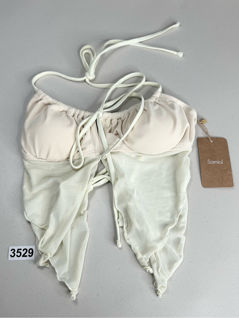 Samiol Tankini Top Small Off White Ruched New